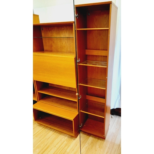 349 - Four Piece Uldum Interiors (Denmark) Unit with Drop Down Cocktail Cabinet, Open Base Unit, Smoked Gl... 