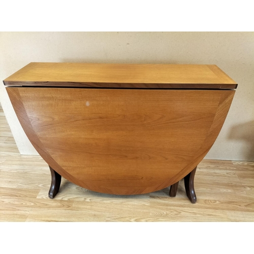 350 - Mid Century Parker Knoll Teak Drop Leaf Dining Table and 4 Fabric Seat Parker Knoll Chairs. Table Cl... 