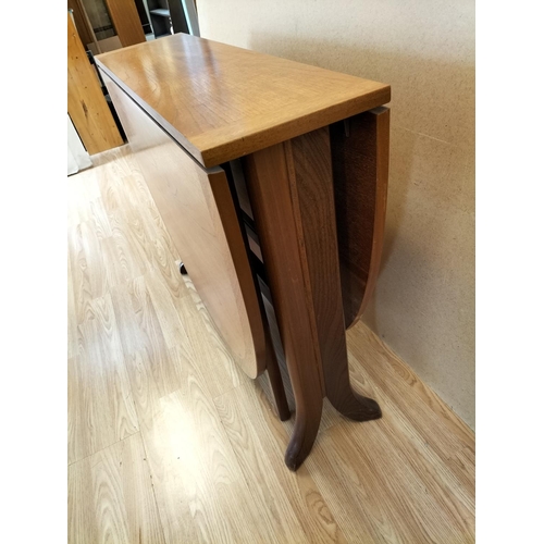 350 - Mid Century Parker Knoll Teak Drop Leaf Dining Table and 4 Fabric Seat Parker Knoll Chairs. Table Cl... 