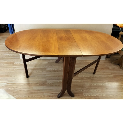 350 - Mid Century Parker Knoll Teak Drop Leaf Dining Table and 4 Fabric Seat Parker Knoll Chairs. Table Cl... 