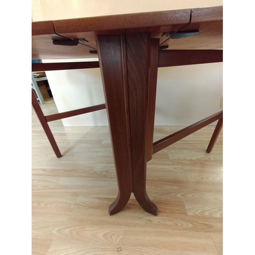 350 - Mid Century Parker Knoll Teak Drop Leaf Dining Table and 4 Fabric Seat Parker Knoll Chairs. Table Cl... 