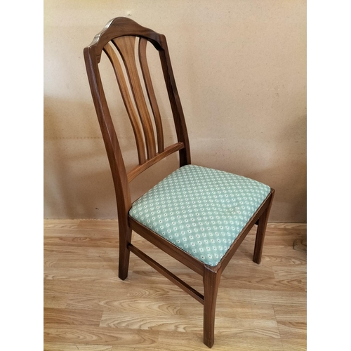 350 - Mid Century Parker Knoll Teak Drop Leaf Dining Table and 4 Fabric Seat Parker Knoll Chairs. Table Cl... 