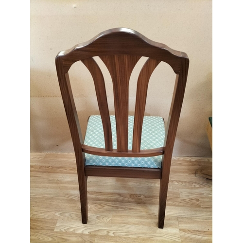 350 - Mid Century Parker Knoll Teak Drop Leaf Dining Table and 4 Fabric Seat Parker Knoll Chairs. Table Cl... 