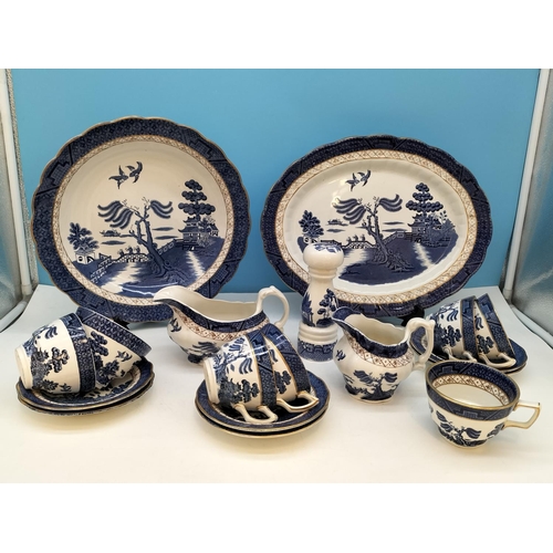 360 - Collection of 18 Pieces of 'Real Old Willow' By Booths and Royal Doulton to include Cups and Saucers... 
