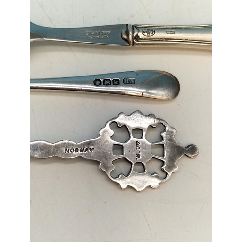 374 - Silver Hallmarked Picture Frame (Requires Glass), Silver Hallmarked Butter Knife, Continental 850 Si... 