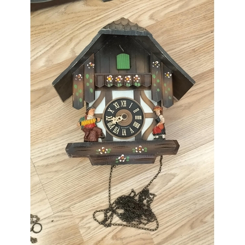 378 - Vintage 1970's Clocks (3), West German Cuckoo Clock, Dutch Wall Clock and a Westminster Chime Clock.... 