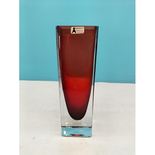 42 - Aseda Glasbruk (Sweden) Ruby Red Sommerso Style 17.5cm Vase.