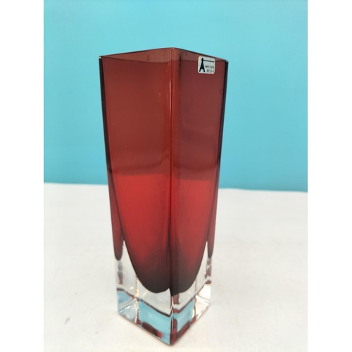 42 - Aseda Glasbruk (Sweden) Ruby Red Sommerso Style 17.5cm Vase.
