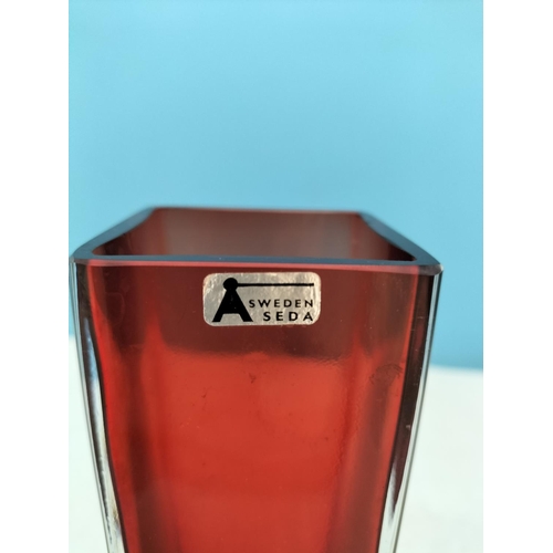42 - Aseda Glasbruk (Sweden) Ruby Red Sommerso Style 17.5cm Vase.