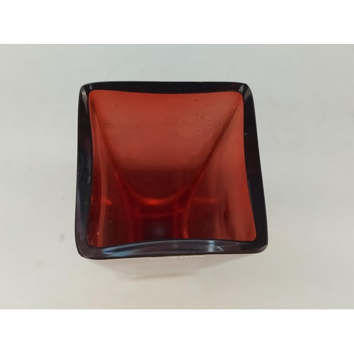 42 - Aseda Glasbruk (Sweden) Ruby Red Sommerso Style 17.5cm Vase.