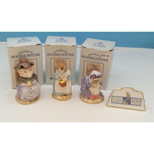 50 - Boxed Royal Albert Beatrix Potter Figures (3), And This Little Pig Had None, Lady Mouse Makes a Curt... 