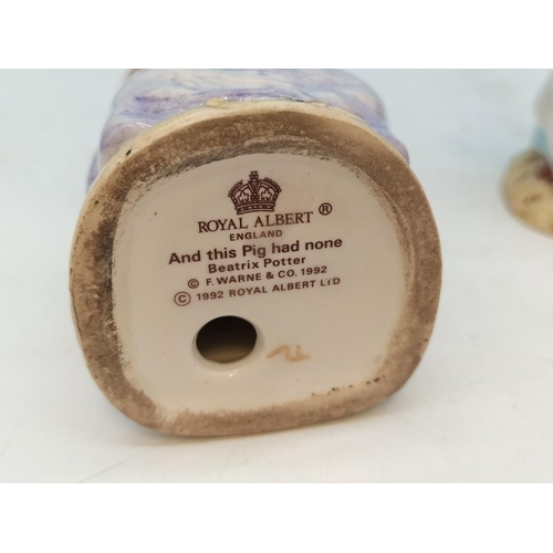 50 - Boxed Royal Albert Beatrix Potter Figures (3), And This Little Pig Had None, Lady Mouse Makes a Curt... 