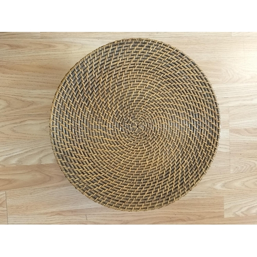 52 - Large Wicker/Rattan Stackable Round Boxes (2). Largest 17cm High, 38cm Diameter.