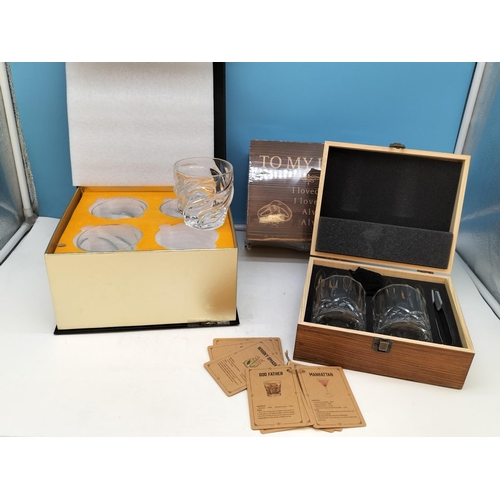 543 - Boxed Set of 4 Ultra Clarity Crystal Glasses plus 2 x Boxed 'To My Love' Whisky Glass Gift Sets. One... 