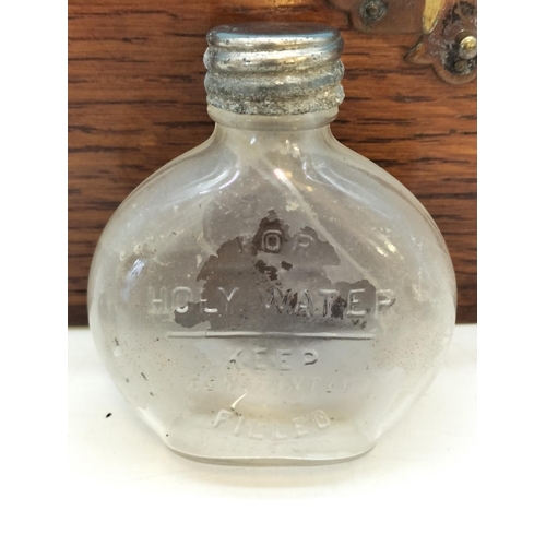 57 - Rare 19th Century Victorian Travelling Communion/Exorcism Set in Oak Box c1897. 11cm High, 27cm x 29... 