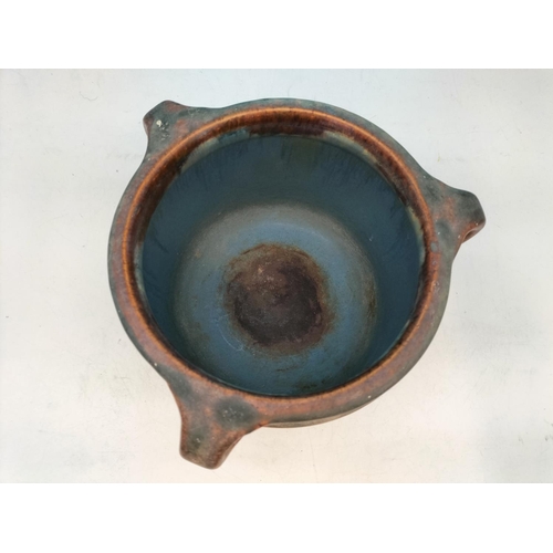 70 - Large Vintage Bourne Denby Danesby Ware Orient Three Handled Pot. 14cm High, 22cm Diameter.