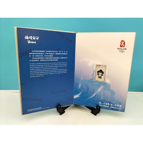 74 - 2008 Beijing Olympic Games 'Silver Badge' Album in Presentation Case. Contains 5 x .999 Silver Masco... 