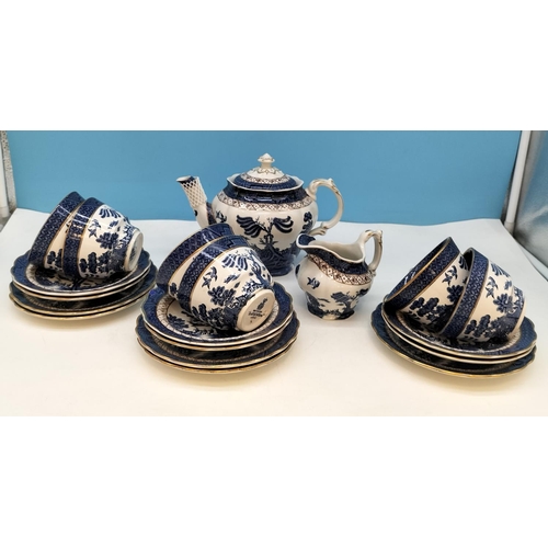 9 - 19 Piece Booths 'Real Old Willow' Tea Set to include Trios, Teapot and Milk Jug. One Cup and Saucer ... 
