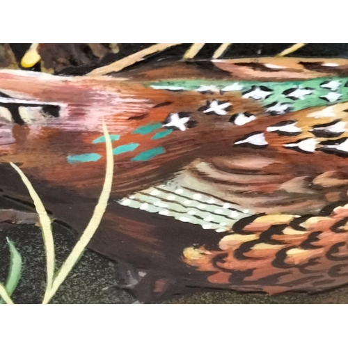99 - Framed Original Acrylic on Glass 'Pheasant' by H.R.Heatcote 1974. Signed and Dated to Back. 41cm x 3... 