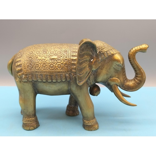 110 - Brass Indian Elephant Figure. 16cm High x 17cm.