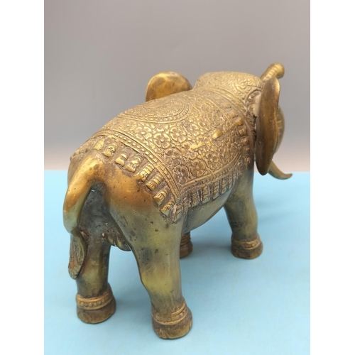 110 - Brass Indian Elephant Figure. 16cm High x 17cm.