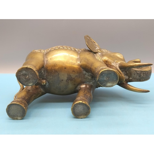 110 - Brass Indian Elephant Figure. 16cm High x 17cm.