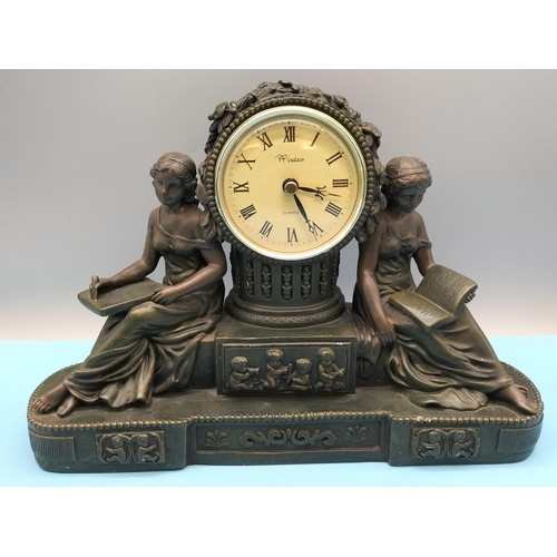 217 - Crosa Resin Windsor Mantel Clock 1998. 22cm High, 33cm x 9cm.