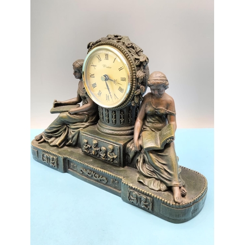 217 - Crosa Resin Windsor Mantel Clock 1998. 22cm High, 33cm x 9cm.