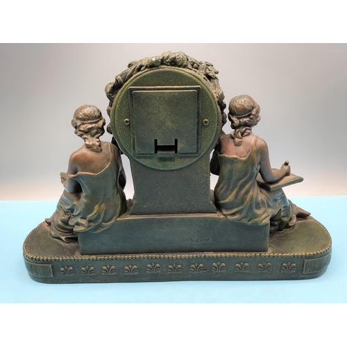 217 - Crosa Resin Windsor Mantel Clock 1998. 22cm High, 33cm x 9cm.