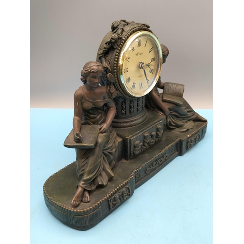 217 - Crosa Resin Windsor Mantel Clock 1998. 22cm High, 33cm x 9cm.