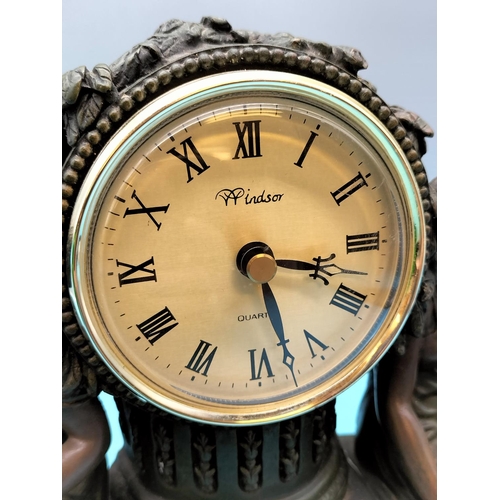 217 - Crosa Resin Windsor Mantel Clock 1998. 22cm High, 33cm x 9cm.