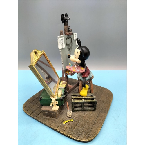 387 - Disney 'Mickey Mouse Self Portrait' Figurine, Charles Boyer Edition. 20cm High, 17cm x 17cm.