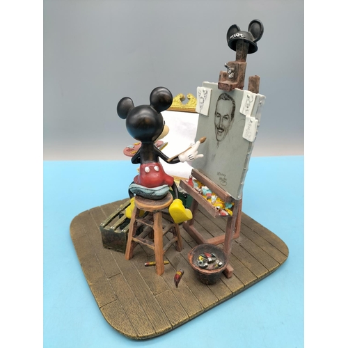 387 - Disney 'Mickey Mouse Self Portrait' Figurine, Charles Boyer Edition. 20cm High, 17cm x 17cm.