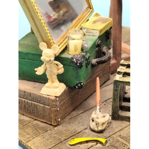 387 - Disney 'Mickey Mouse Self Portrait' Figurine, Charles Boyer Edition. 20cm High, 17cm x 17cm.