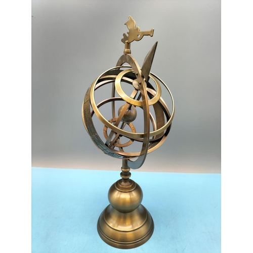 391 - Brass Zodiac Armillary Sphere. 34cm Tall.