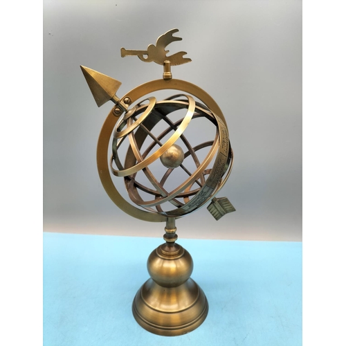 391 - Brass Zodiac Armillary Sphere. 34cm Tall.