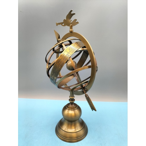391 - Brass Zodiac Armillary Sphere. 34cm Tall.