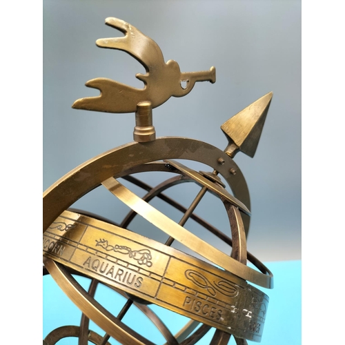 391 - Brass Zodiac Armillary Sphere. 34cm Tall.