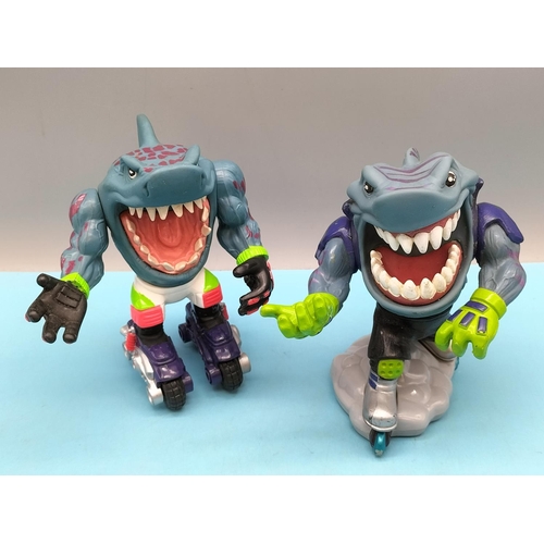 204 - 3 x Vintage 1990's Street Sharks Moto Streex Blades 15cm Action Figures to include Dr Piranoid'