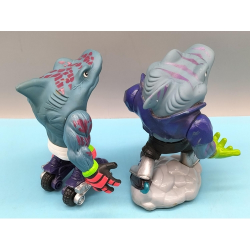 204 - 3 x Vintage 1990's Street Sharks Moto Streex Blades 15cm Action Figures to include Dr Piranoid'