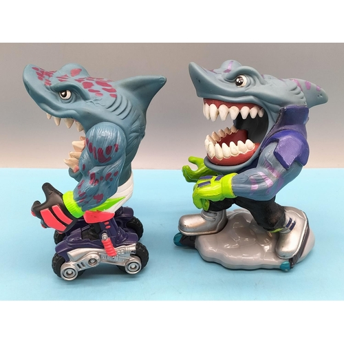 204 - 3 x Vintage 1990's Street Sharks Moto Streex Blades 15cm Action Figures to include Dr Piranoid'