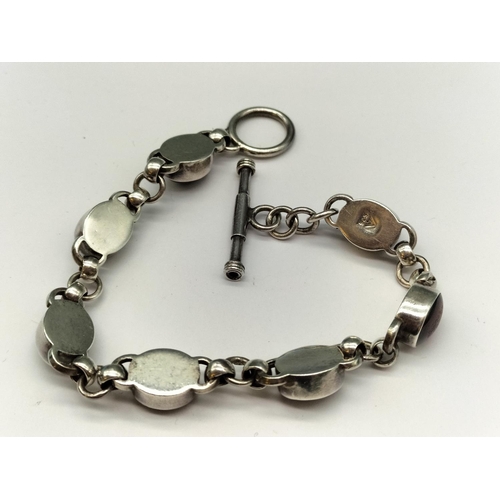 209 - Silver 925 Red Stone 7