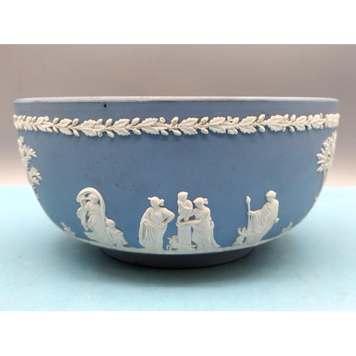 215 - Wedgwood Jasper Large 18cm High Tobacco Jar plus Fruit Bowl.