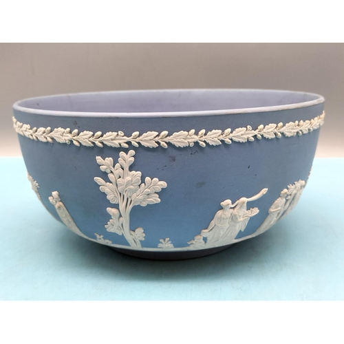 215 - Wedgwood Jasper Large 18cm High Tobacco Jar plus Fruit Bowl.