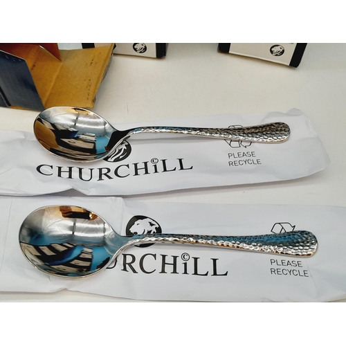 229 - New 9 Boxes of 12 Stainless Steel Churchill 'Isla' Soup Spoons.