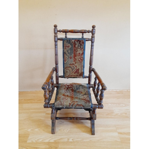 23 - Child's American Style Rocking Chair with Tapestry Seat. 75cm High, 40cm x 30cm. Collection Only.