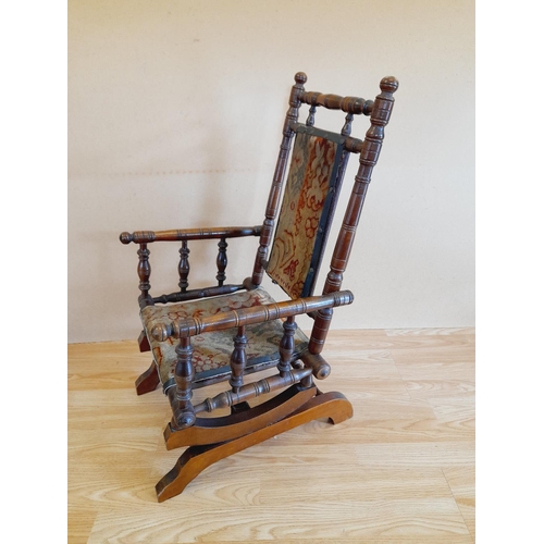 23 - Child's American Style Rocking Chair with Tapestry Seat. 75cm High, 40cm x 30cm. Collection Only.