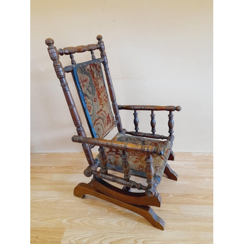 23 - Child's American Style Rocking Chair with Tapestry Seat. 75cm High, 40cm x 30cm. Collection Only.