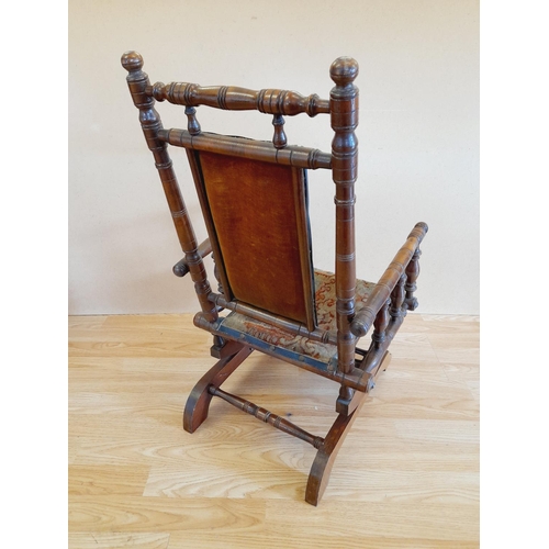 23 - Child's American Style Rocking Chair with Tapestry Seat. 75cm High, 40cm x 30cm. Collection Only.