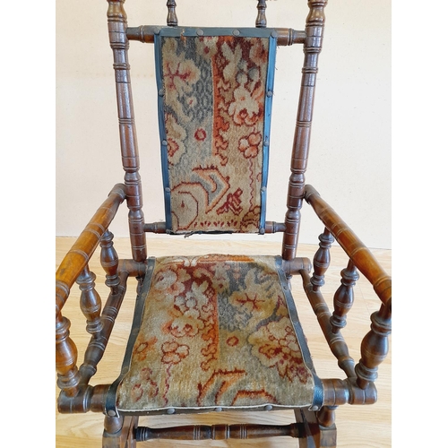 23 - Child's American Style Rocking Chair with Tapestry Seat. 75cm High, 40cm x 30cm. Collection Only.